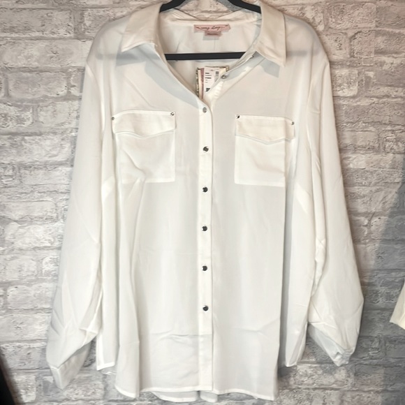 In Every Story…The Flattering Fit White Collard Dress Shirt woman’s size 2X - Picture 1 of 5